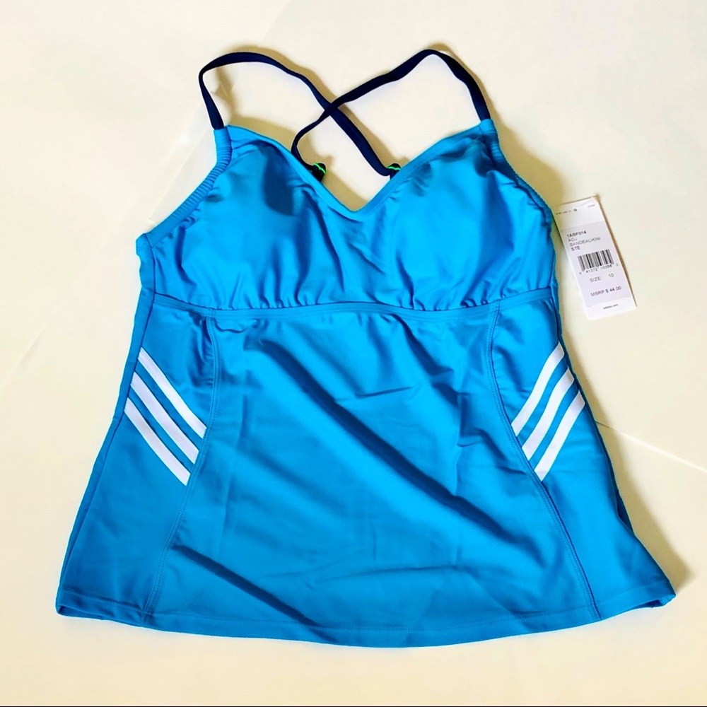 Adidas Tankini Aqua Blue w/ Signature 3 Stripes